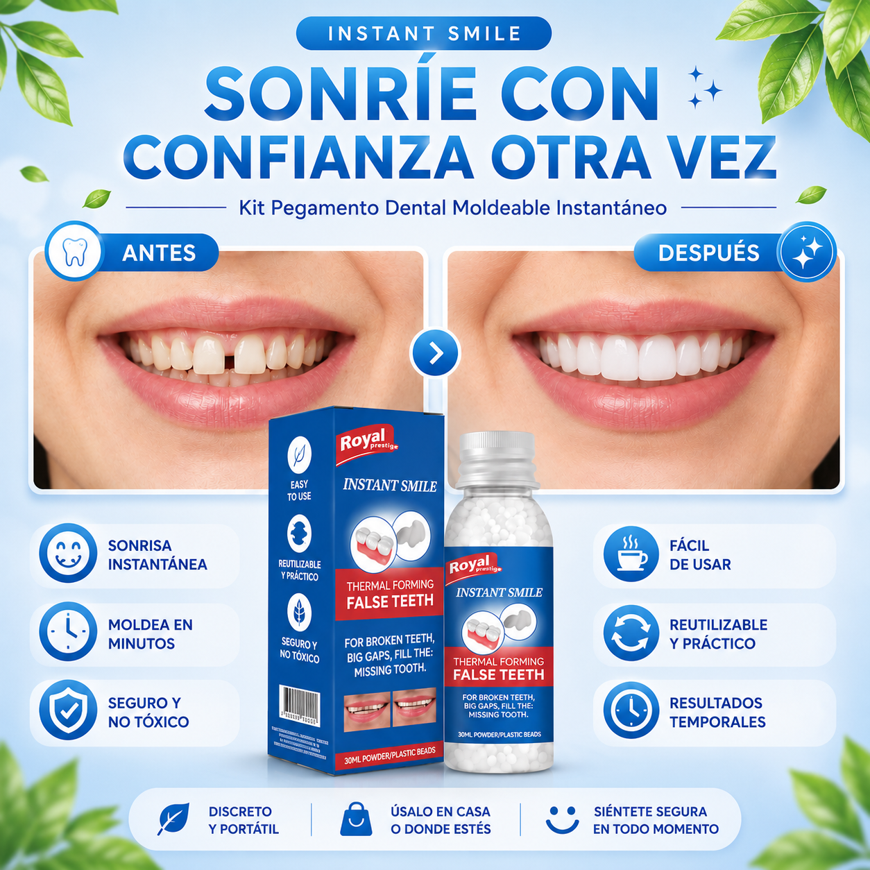 INSTANT SMILE | Pegamento Dental Moldeable Instantáneo