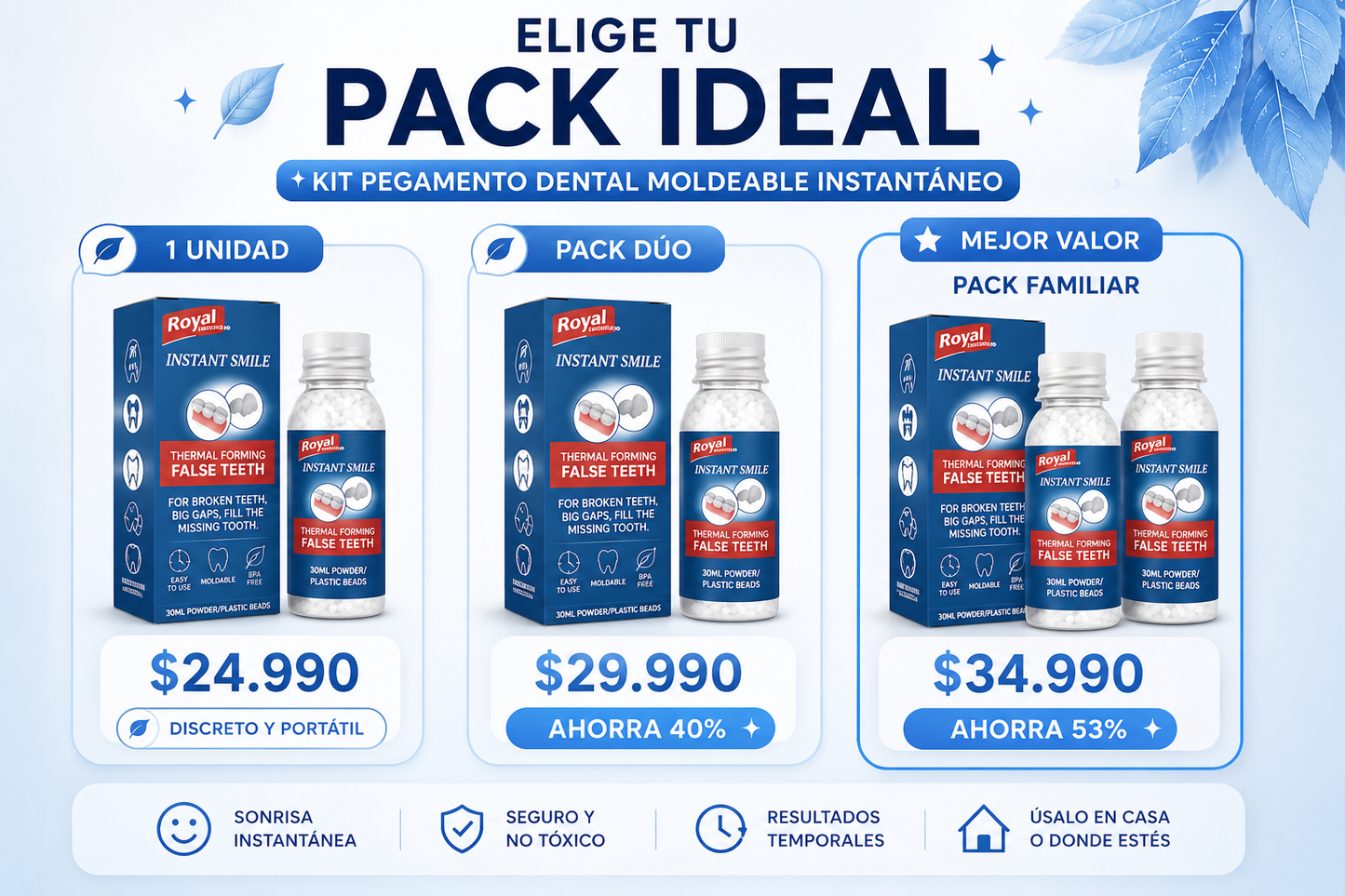 INSTANT SMILE | Pegamento Dental Moldeable Instantáneo